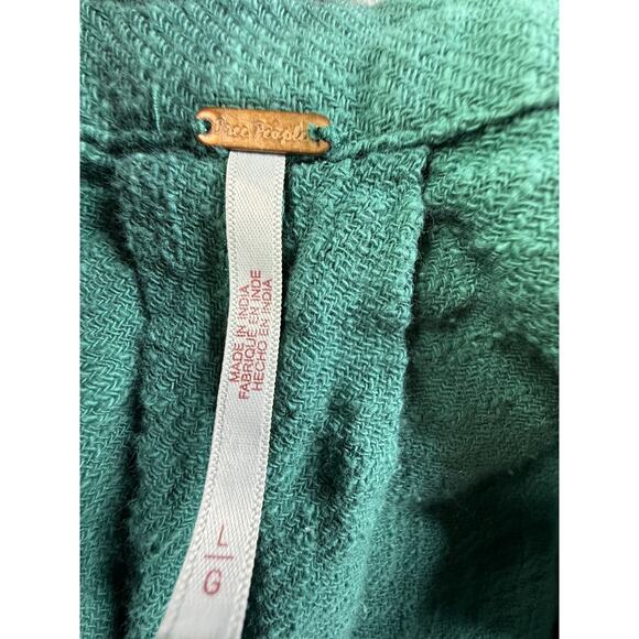 Free People Sugar Magnolia Green Overall Super Wide Leg Crop Jumpsuit L Knit Cot - Picture 4 of 11